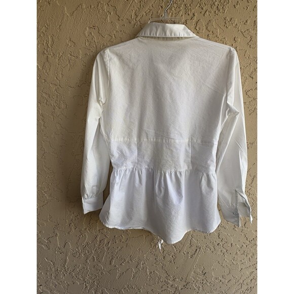 NY & Company White Small Lace Up Witchy Bodice Long Sleeve Woman’s Fairy Blouse - Picture 8 of 9